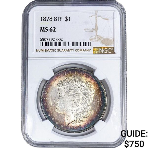 1878 8TF Morgan Silver Dollar NGC MS62