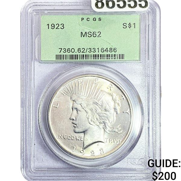 1923 Silver Peace Dollar PCGS MS62