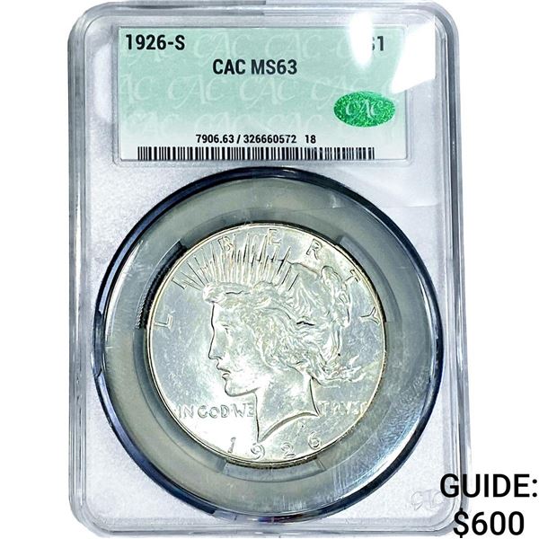 1926-S Silver Peace Dollar CAC MS63