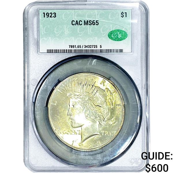 1923 Silver Peace Dollar CAC MS65