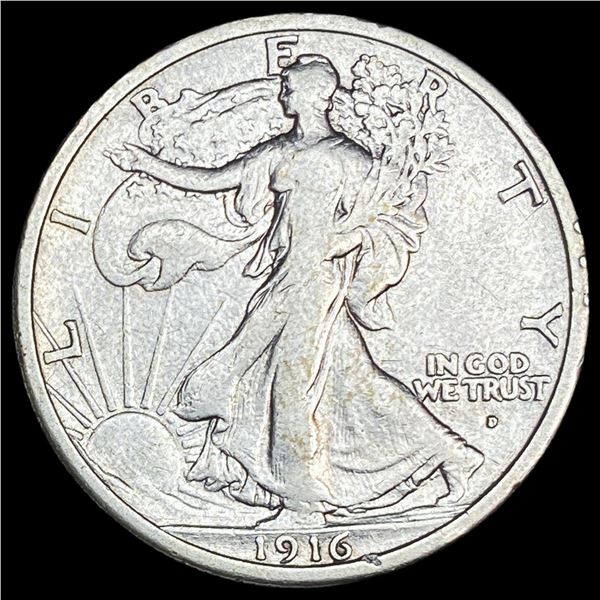 1916-D Silver Walking Liberty Half Dollar   NEARLY UNCIRCULATED