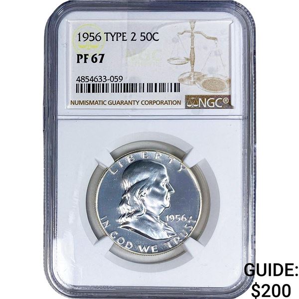 1956 Franklin Half Dollar NGC PF67 Type 2