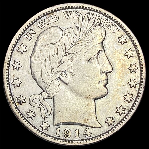 1914-S Silver Barber Half Dollar NEARLY   UNCIRCULATED