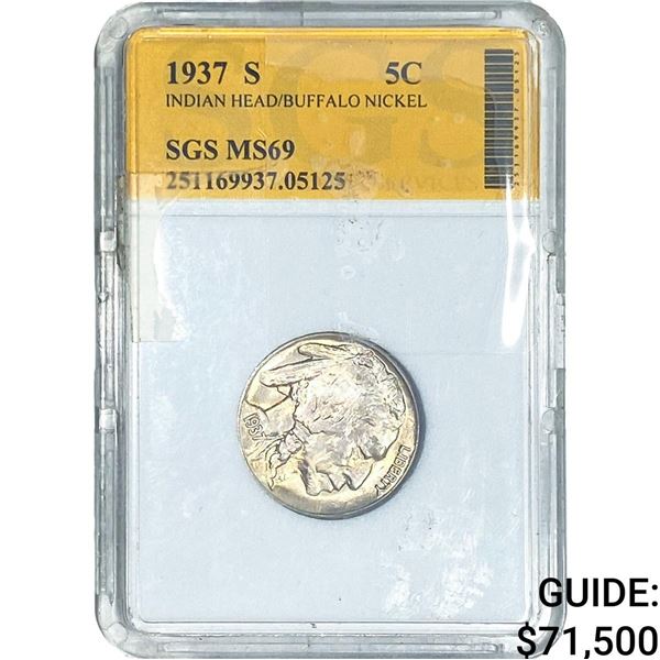 1937-S Buffalo Nickel SGS MS69