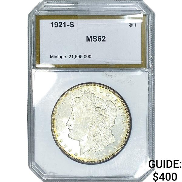 1921-S Morgan Silver Dollar PCI MS62
