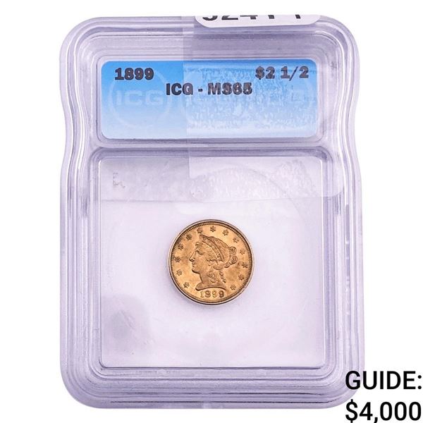 1899 $2.50 Gold Quarter Eagle ICG MS65