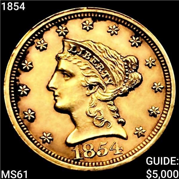 1854 $2.50 Gold Quarter Eagle UNCIRCULATED