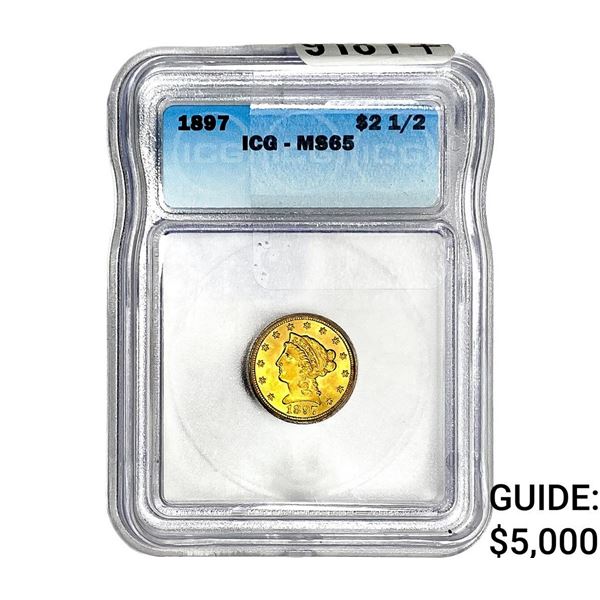 1897 $2.50 Gold Quarter Eagle ICG MS65