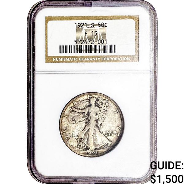 1921-S Walking Liberty Half Dollar NGC F15