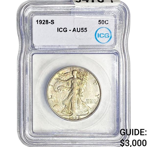 1928-S Walking Liberty Half Dollar ICG AU55