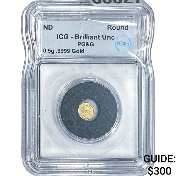 Gold Round Brilliant Unc PG&G 0.5g ICG