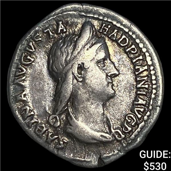 Roman Empire Sabina 130-133 AD Silver  Denarius CLOSELY UNCIRCULATED