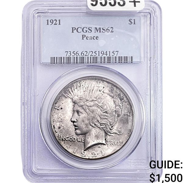 1921 Silver Peace Dollar PCGS MS62