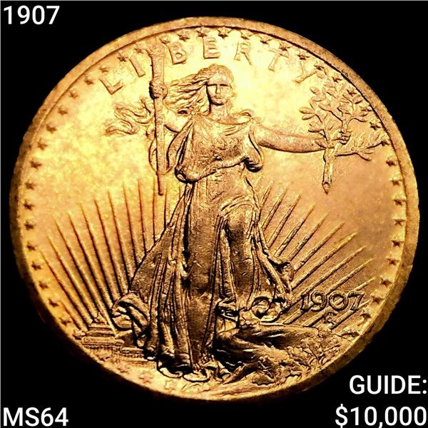 1907 $20 Gold Double Eagle CHOICE BU