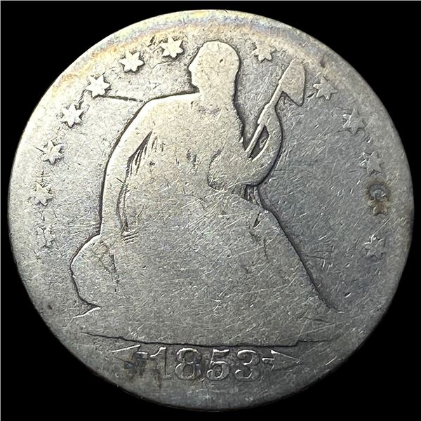 1853 Arrows/Rays Seated Liberty Half Dollar  NICELY CIRCULATED