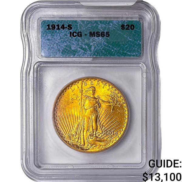 1914-S $20 Gold Double Eagle ICG MS65