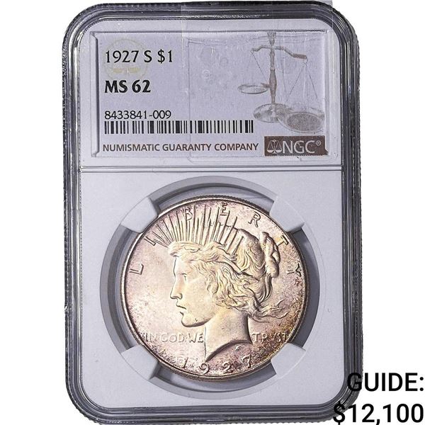 1927-S Silver Peace Dollar NGC MS62