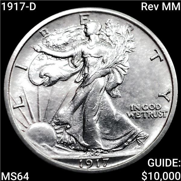 1917-D Rev MM Walking Liberty Half Dollar  CHOICE BU