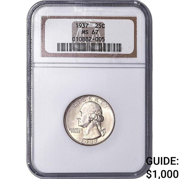 1937 Washington Silver Quarter NGC MS67