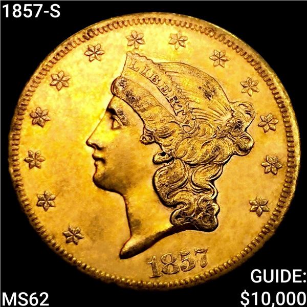 1857-S $20 Gold Double Eagle
