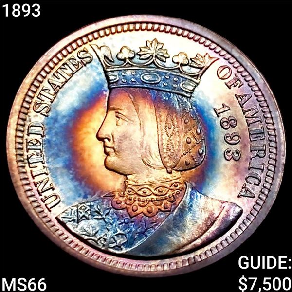 1893 Isabella Silver Quarter GEM BU