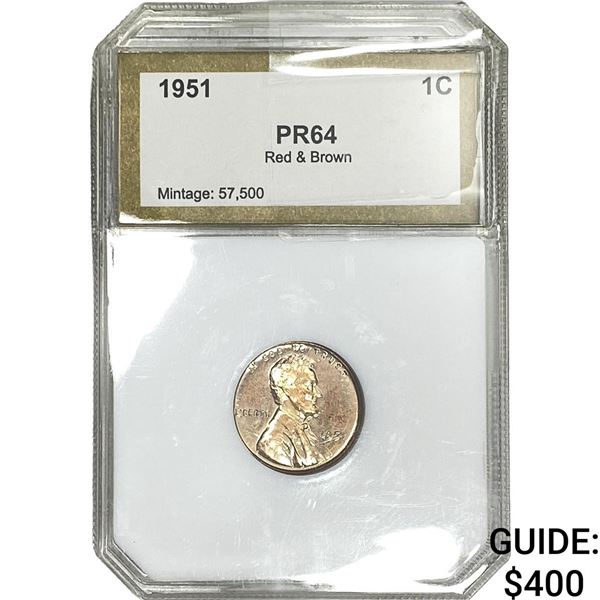 1951 Wheat Cent PCI PR64 Red & Brown