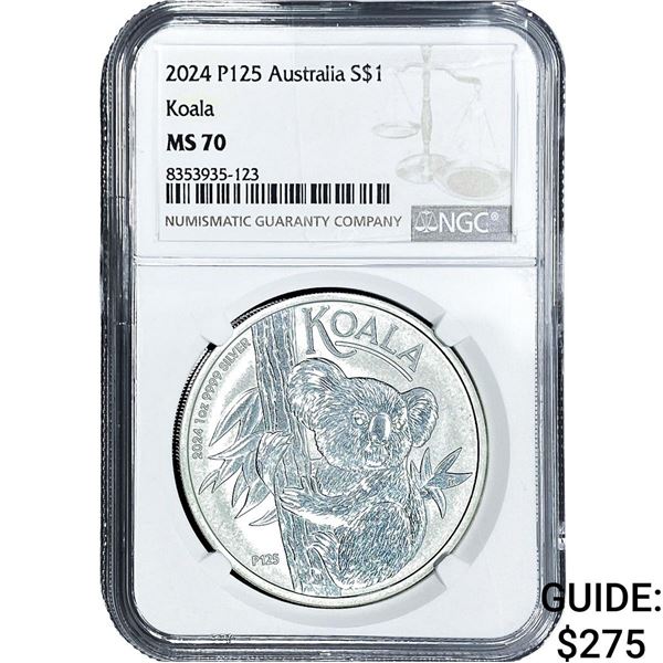2024 Australia Sliver $1 Koala NGC MS70 P125