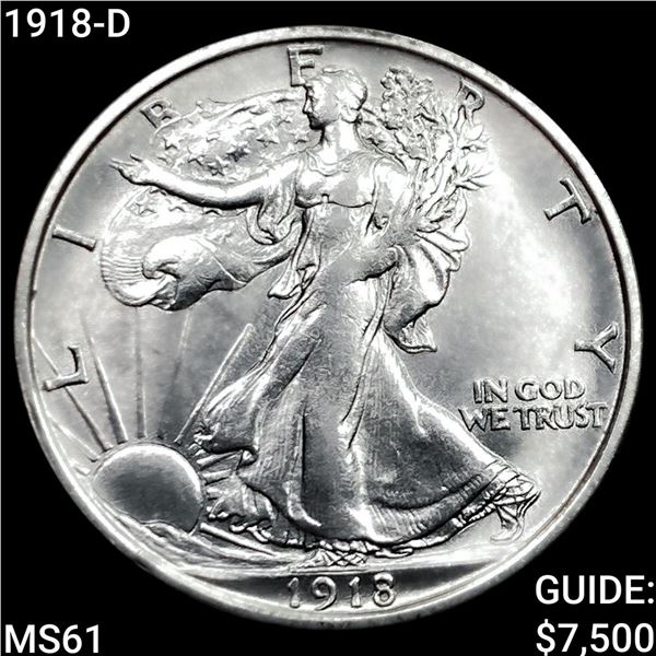 1918-D Walking Liberty Half Dollar  UNCIRCULATED