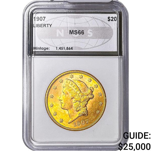 1907 $20 Gold Double Eagle NGS MS66