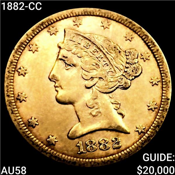1882-CC $5 Gold Half Eagle CHOICE AU