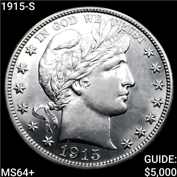 1915-S Barber Half Dollar CHOICE BU+