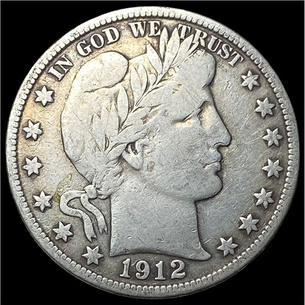 1912-D Silver Barber Half Dollar LIGHTLY  CIRCULATED