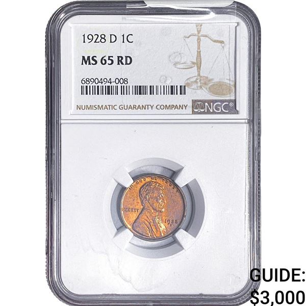 1928-D Wheat Cent NGC MS65 RD