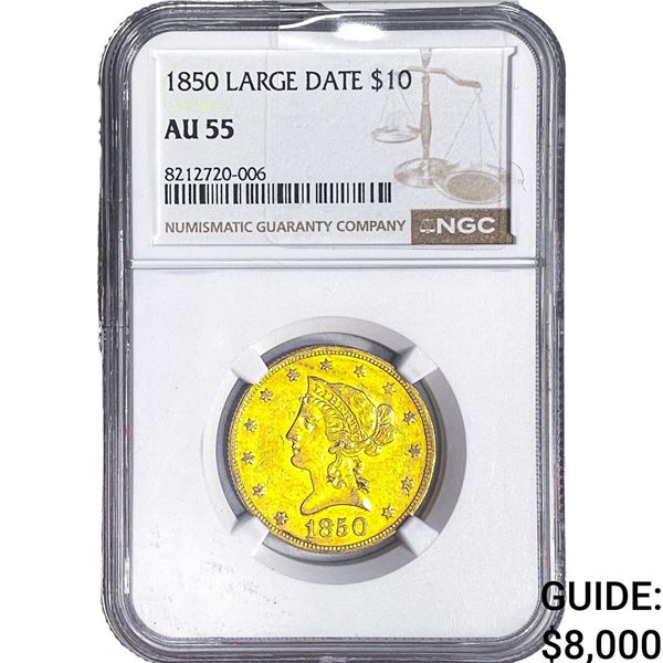 1850 $10 Gold Eagle NGC AU55