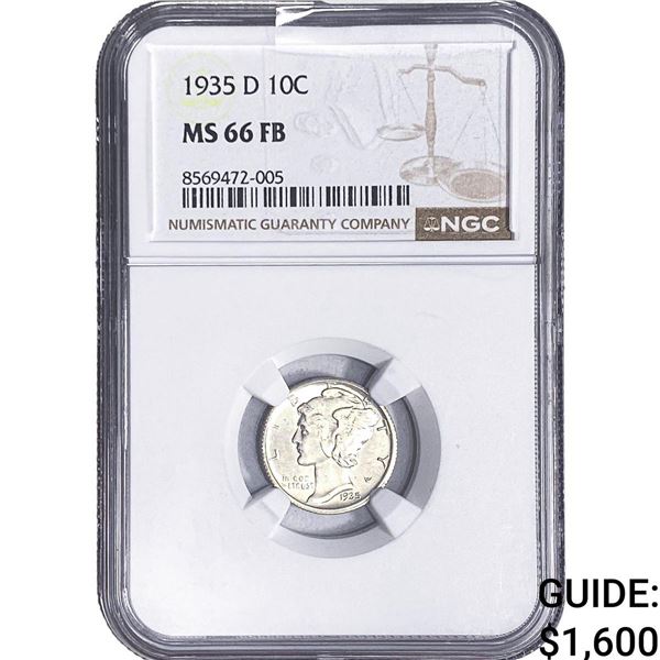 1935-D Mercury Silver Dime NGC MS66 FB