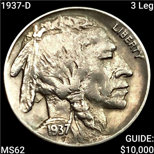 1937-D 3 Leg Buffalo Nickel UNCIRCULATED