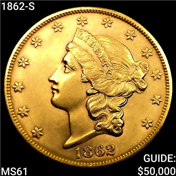 1862-S $20 Gold Double Eagle UNCIRCULATED