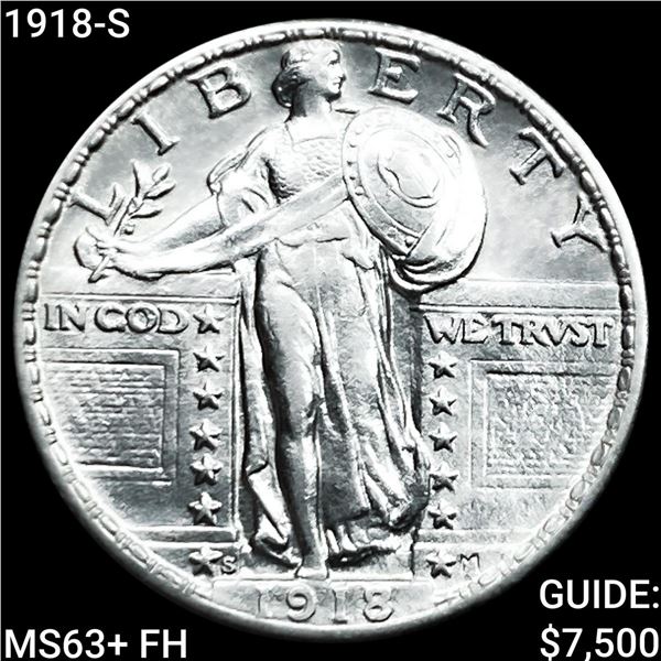 1918-S Standing Liberty Quarter CHOICE BU+ FH