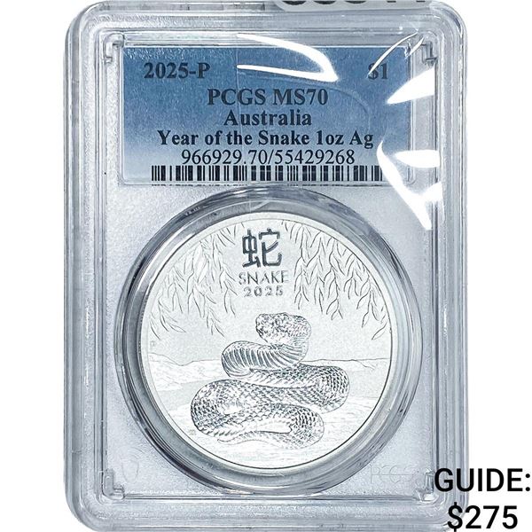 2025 $1 Australia Year of the Snake Ag PCGS  MS70