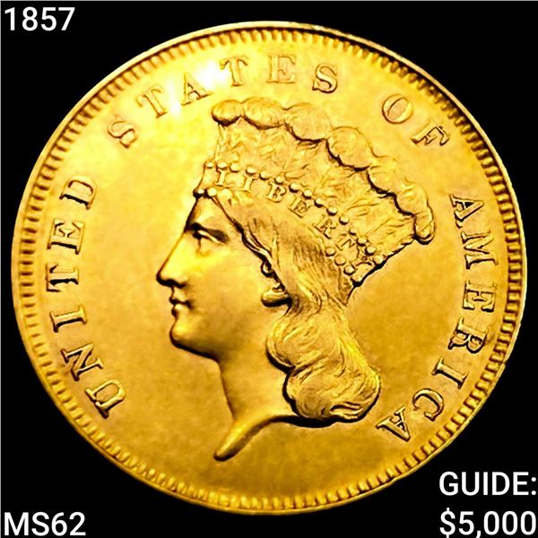 1857 $3 Gold Piece UNCIRCULATED