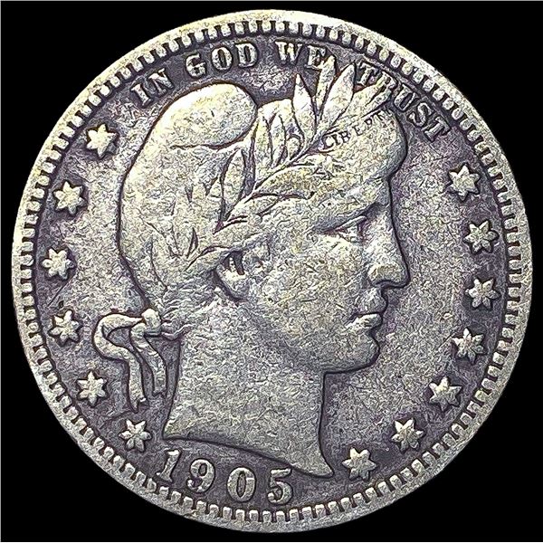 1905-S Silver Barber Quarter NEARLY   UNCIRCULATED