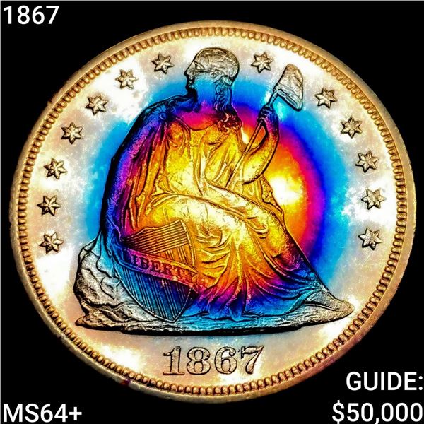 1867 Seated Liberty Dollar CHOICE BU+