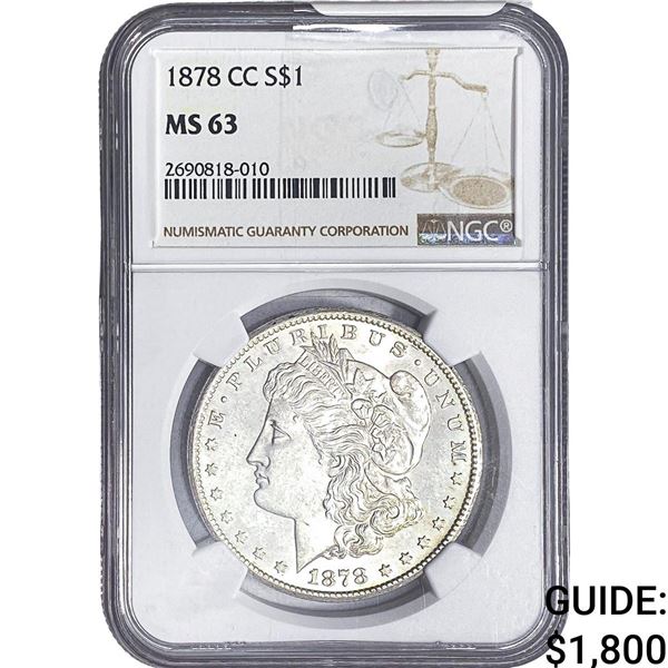 1878-CC Morgan Silver Dollar NGC MS63