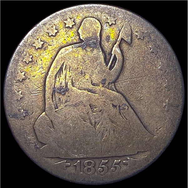 1855-O Arrows Silver Seated Liberty Half   Dollar NICELY CIRCULATED