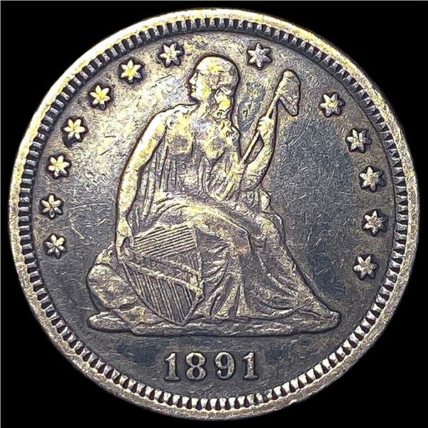 1891 Silver Seated Liberty Quarter NEARLY   UNCIRCULATED