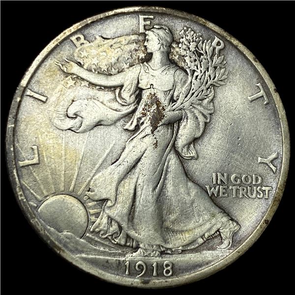 1918 Silver Walking Liberty Half Dollar   NEARLY UNCIRCULATED