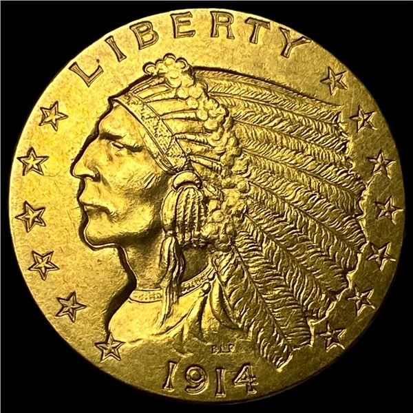 1914 Indian Head $2.5 Gold Quarter Eagle   CLOSELY UNCIRCULATED