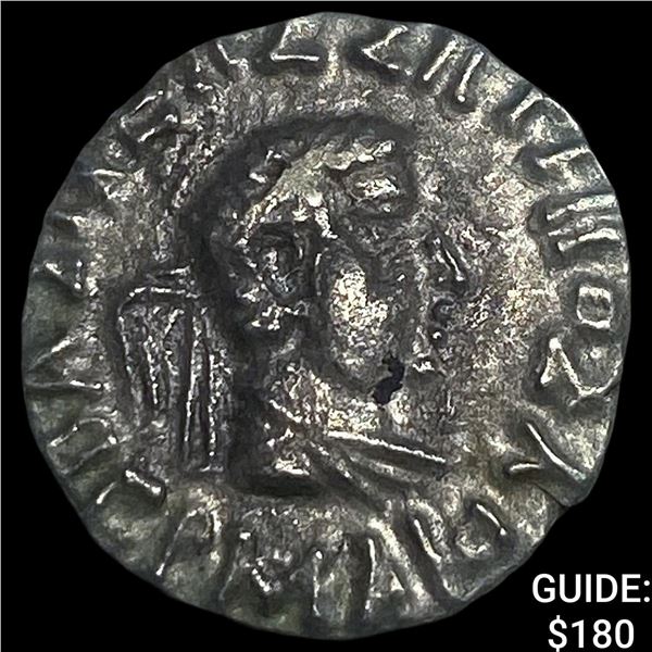 Bactrian Kingdom Hermaeus Posthumous 70-50 BC  Silver Drachm CLOSELY UNCIRCULATED