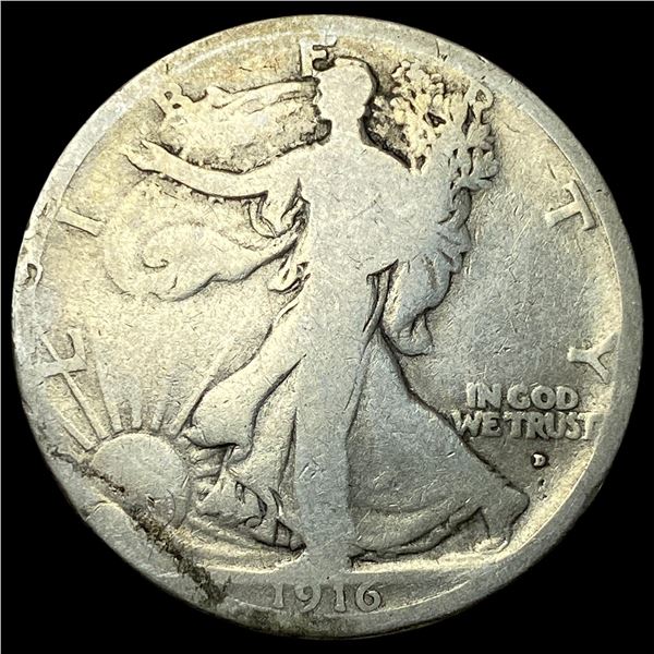 1916-D Silver Walking Liberty Half Dollar   NICELY CIRCULATED