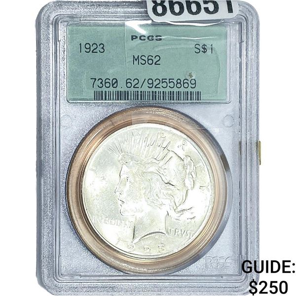 1923 Silver Peace Dollar PCGS MS62